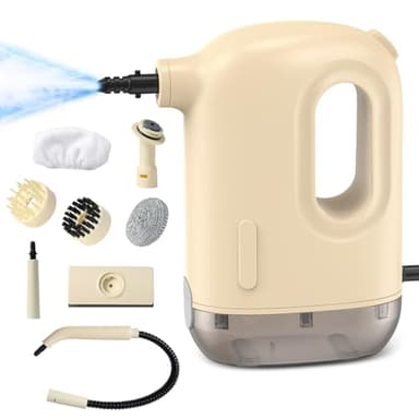 Nettoyeur à vapeur, 1 200 W, multifonction nettoyeur à vapeur, nettoyeur vapeur à main avec 8 accessoires, réservoir 300 ml, pour enlever les taches, tapis, canapé
