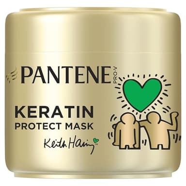 Pantene Pro-V x Keith Haring Art Collection Lisse & Soyeux Keratin Protect Masque Capillaire 300ml Cheveux Frisés et Secs, Jusqu’à 72H de cheveux lisses et soyeux, en 1 Application, Active Nutri-Plex