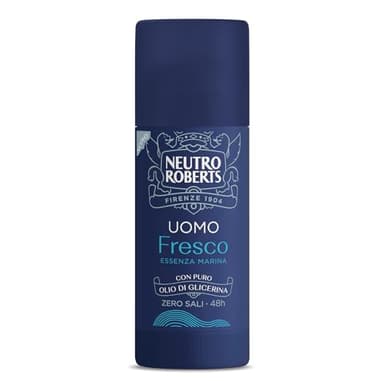 Neutro Roberts, Déodorant Stick Frais pour Homme, Essence Marine, Anti-odeurs, Sans Sels D'Aluminium, Pas De Taches, Avec Huile De Glycérine Pure, Déodorant pour Homme, Testé Dermatologiquement, 40ml
