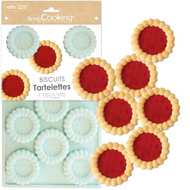 ScrapCooking - Moule Silicone 11 Tartelettes - Moule Biscuits - Apte Four & Congélateur - Pâtisserie Gâteau Enfant - Ustensile Souple - Recette Tartelettes Fraise - Vert d’Eau - 3183