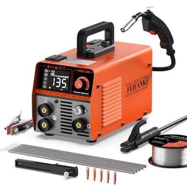 FEIFANKE MIG135 Poste A Souder Fil Fourré Sans Gaz 135A 220V Synergie Des électrodes Poste à Souder 3 en 1 MIG/ARC/Lift TIG IGBT Inverter Poste A Souder avec Fil de 1.0mm,Pistolet Soudage MIG