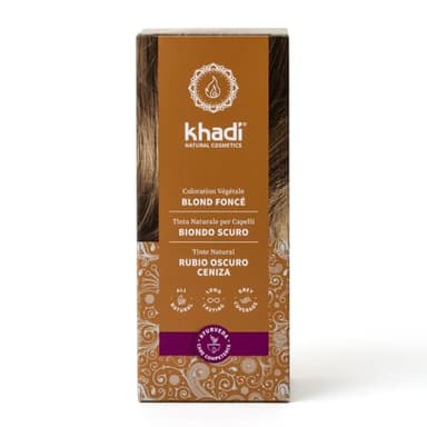 khadi BLOND FONCÉ Coloration végétale - Colore vos cheveux dans un blond cendré mat à un blond foncé intense - 100% végétale et naturelle - 100 g