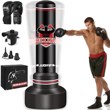 NZQXJXZ Sac de Frappe Adulte 180cm, Sac de Boxe Lourd autoportant, Sacs de Kickboxing avec Support pour l'entraînement MMA Muay Thai Fitness Débutants