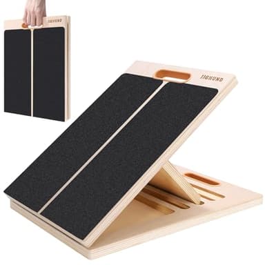 Planche Inclinée Professionnelle, Panneau Incliné Réglable en Bois Portable Planche d'Équilibre avec Poignée pour Mollet Squats Jambes Genoux Talon Cheville