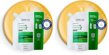 Vichy, Dercos, Shampooing Anti-Pelliculaire DS, Pellicules & Démangeaisons, Cheveux Secs, Éco-recharge, 390ml (Lot de 2)