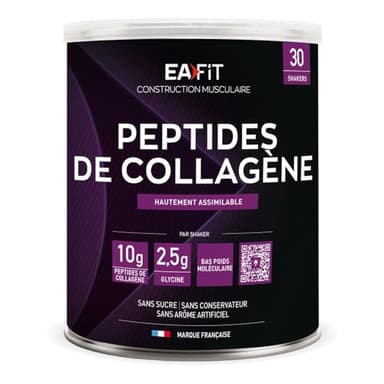 EAFIT | Peptides de Collagène | Bien-être Musculaire et Articulaire | Collagène Bovin | Glycine | Sans sucre, Sans conservateur ni Arôme Artificiel | Marque Française | Collagene Poudre 300g