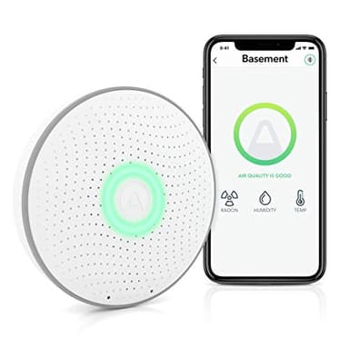 Airthings 2950 Wave Radon - Surveillance Intelligente du Radon avec Détecteur d’Humidité et de Température, Précise, Facile à Utiliser et sans Câble