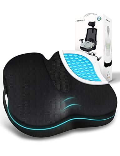 Travel Ease Coussin de Siège Ergonomique, Coussin de Chaise en Mousse à Mémoire Gel avec Base Antidérapante pour Confort Longue Durée, Coussin de Hanche pour Chaise de Bureau, Siège de Voiture (Noir)