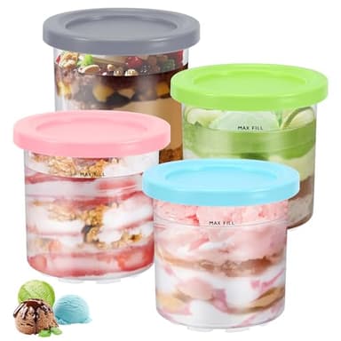 Lot de 4 recharges de récipient à crème glacée pour accessoires de machine à glaçons Ninja Creami, adaptées à la série NC301 NC300 NC299, faciles à nettoyer