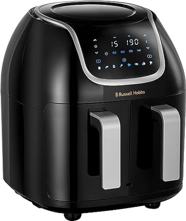 Russell Hobbs Air Fryer Double tiroir [2 Paniers 4,25L ou 8,5L au total ] SatisFry Snappi (8 en 1, écran tactile, synchronisation des temps de cuisson, Ajouts d'aliments) Friteuse sans huile 27290-56