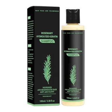 Shampooing au Romarin pour Cheveux Fins et Chute – Formule Anti-Chute avec Kératine Hydrolysée et Vitamine C | Fortifiant pour Densifier et Ralentir la Perte de Cheveux | 100ml Sans Sulfates ni Parabe