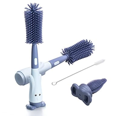 Brosses à Bouteilles en Silicone Alyvisun avec goupillon, Brosse biberon bébé, Brosse à Paille, bross e à tétine pour Tube de Nettoyage