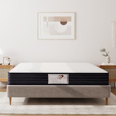 TEENO Matelas 140x190x22cm Ressorts Mousse polyuréthane et 22CM mémoire de Forme, Blanc