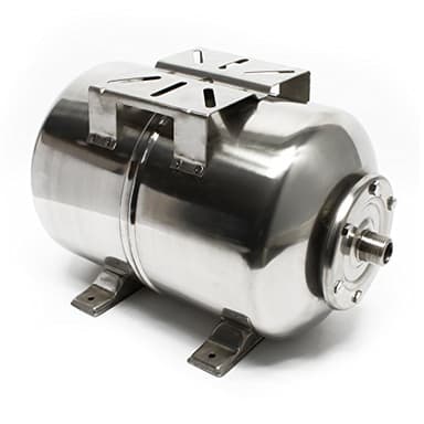 Wiltec Réservoir pression à vessie – 50 Litres – 550 x 360 x 375 mm – en Acier inoxydable – Version horizontale – Surpresseur pour la surpression eau domestique – Réservoir Cuve suppresseur pour pompe