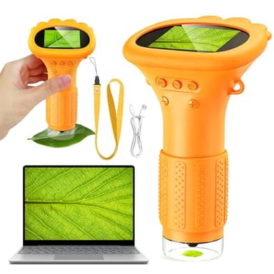 ZQEJEFD Microscope Portable pour Enfants, 1000X Mini Microscope Numérique avec Écran IPS 2,0" et 8 LED, Microscopes de Poche USB Type-C Compatible PC, Jouet Scientifique pour Enfants dès 3 Ans, Jaune