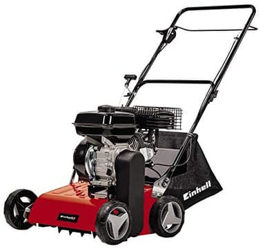 Einhell Scarificateur à essence GC-SC 4240 P (jusqu'à 1200 m², 4,2 kW, moteur à 4 temps, unité de coupe à roulement à billes avec 18 lames en acier, réglage central de la profondeur de scarification)