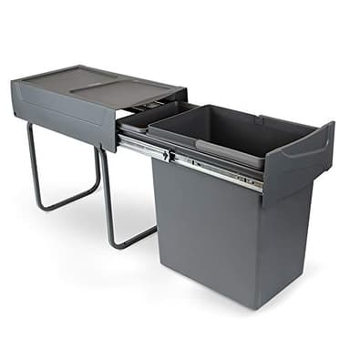 Emuca - Poubelle avec Fixation inférieure pour la Cuisine, Poubelle de Recyclage Amovible, 1x20 L, Acier et Plastique, Gris Anthracite.