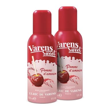 ULRIC DE VARENS - Body Fragrance Varens Sweet Pomme D'Amour - Gourmand, Fruité, Pomme - Parfum & Déodorant Femme 2-en-1 - Vaporisateur - Spray - Lot de 2 x 150 ml