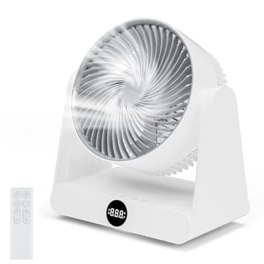 Ventilateur Ultra Silencieux 28DB, Circulateur d'Air de Table Bureau 12 Vitesses, 12h Minuterie, Télécommande, Inclinaison Réglable, Chambre/Bureau
