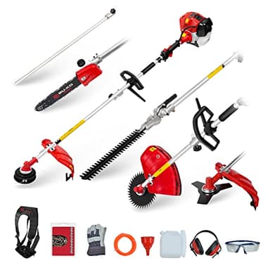 BUKO 52cc Outil de Jardin Multifonctionnel à Essence Longue portée Taille-haie, tronçonneuse pour sécateur, débroussailleuse avec Ligne de Coupe-Bordure de d'épaisseur mât d'extension 75cm