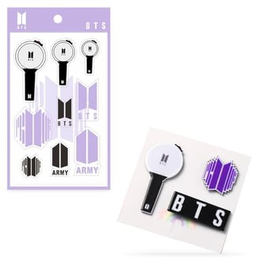 DEFGNOP Ensemble de pin's et d'autocollants BTS, 2 pièces BTS merch, pour les fans de K-pop
