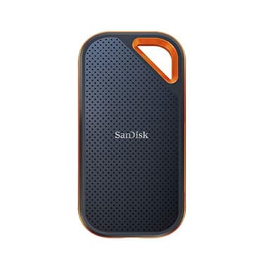 SanDisk Extreme PRO 2 To Disque SSD Externe, Portable SSD, jusqu'à 2000 Mo/s en lecture, 1000 Mo/s en écriture, USB-C, Résistance à la poussière et à l'eau classée IP65, NVMe SSD, Noir