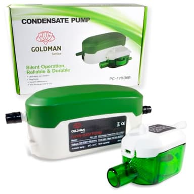 GOLDMAN SERVICE Mini pompe à condensat automatique ultra silencieuse pour drain et vidange d'eau en climatisation climatiseur Split. débit 18 litres/heure, PC-12B