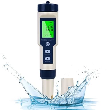 Flintronic 5-en-1Testeur PH Mètre Électronique, PH Mètre avec écran LCD rétro-éclairé, Testeur de qualité de l'eau pour Tester Le pH/TDS/EC/Température/Salinité, pour l'eau Potable/Aquariums/Piscine