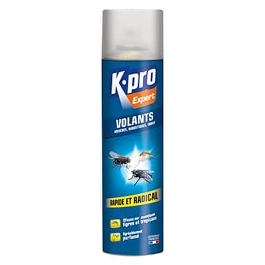 K.PRO Expert - Spray Aérosol Insectes Volants - Elimine les Mouches, Moustiques, Taons - Action Rapide - Odeur Agréable - 400ml