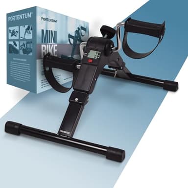 PORTENTUM Pedalier d’Appartement Senior – Pliable – Écran LCD 5 Fonctions – Mini Velo Bras et Jambes Compact avec résistance réglable – Design Portable pour Sport Maison