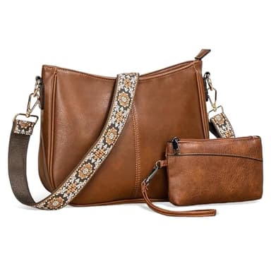 Samlonge Sacs Bandoulière Femme, Sac a Main Femmes avec Large Sangle, Petit Sacoche Bandoulieres Femme, Sac Bandouliere avec Bandoulière Amovible Réglable, pour Voyage Quotidien Travail (Marron)