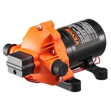 VEVOR Pompe à Eau à Membrane 12 V CC 1,8 GPM 6,81 L/min 3 Chambres avec Pressostat, Interrupteur de Pression Automatique, 60 PSI, Port MNPT 1/2'', pour Camping-car, Yacht, Camion-restaurant, Maison