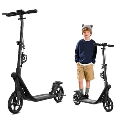 EVERCROSS K8 Stunt Scooter, Grande Roue 200mm Trottinette, Cityroller Réglable en Hauteur et Pliable, Stabiler Aluminium-Roller,Trottinette Sportive pour Enfants Jusqu'à 100kg, Double Frein