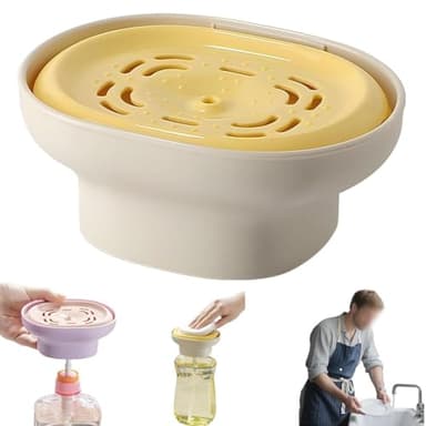 SageFurned Distributeur de détergent à lessive anti-fuite - Presseur efficace pour la vaisselle et le lavage - Plastique ABS - Violet/jaune/blanc