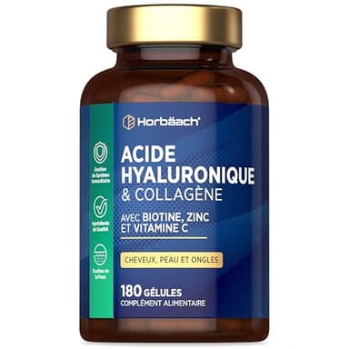 Collagene et Acide Hyaluronique Gelules | Supplément pour Cheveux | Complexe pour Adultes | Hyaluronic Acid and Collagen | Horbaach