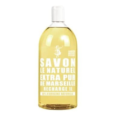 Savon Le Naturel - Savon Liquide Extra Pur de Marseille - Grand Format Recharge - Origine Naturelle - Huiles Végétales et Glycérine - Tous Types de Peau - Sans Colorants - Antibactérien - 1 L