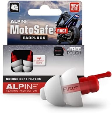 Alpine MotoSafe Race Bouchons d'oreilles - Protections auditives pour la moto - La référence de tous les motards - Réduit le bruit du vent dans le casque - Hypoallergéniques et réutilisables