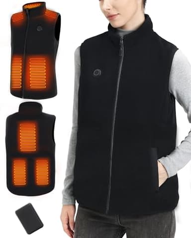 Gilet Chauffant Femme avec Batterie 10000mah 5 V Incluse - 5 Zones Chauffage rapide Veste Chauffante Avec 3 Niveaux De TempéRature, Chauffage Veste Sans Manche pour de Plein Air Sports Hiver