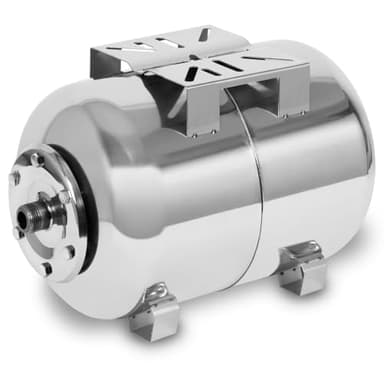 EBERTH Réservoir à Vessie sous Pression 50L, 6 Bar, Groupe de surpression, Cuve, Ballon, raccordement 1" pour Pompe Domestique, Pompe de puit, Acier Inoxydable, Surpresseur, Horizontal, paroi 0,8mm
