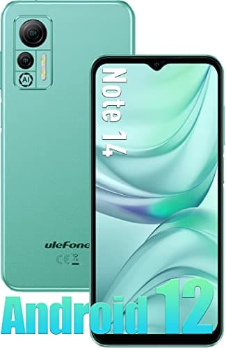 Ulefone Smartphone Pas Cher 4G, Note 14 Telephone Portable Pas Cher Android 12 4500mAh (7Go RAM+16Go ROM/SD-128Go, Écran 6.52" HD+, 8MP+5MP, Smartphone Dual SIM) Face ID/2Ans de Garantie