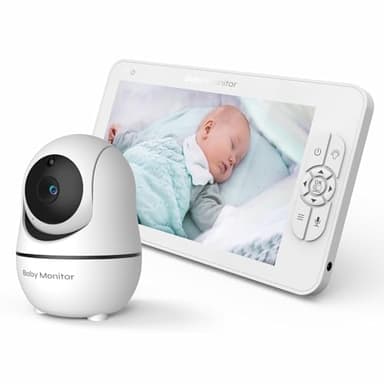 ZWOIVHE Nomado Babyphone Camera-Babyphone Camera Bébé,Écran 7" Baby Moniteur Vidéo, Détection de Température, Alertes Intelligentes/Vision Nocturne/Suivi Automatique (Écran 5")