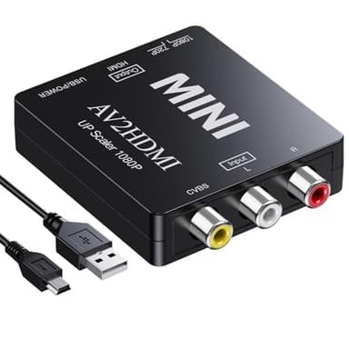 DigitPro Convertisseur RCA vers HDMI, 1080p Mini RCA AV vidéo Composite Audio vers HDMI, Prise en Charge PAL/NTSC pour TV/Wii/PC/PS
