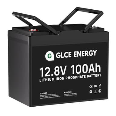 GLCE ENERGY Batterie au lithium LiFePO4 12V 100Ah, BMS intelligent intégré, 4000~15 000 cycles, 1280 Wh, pour moteur de pêche à la traîne, camping-car, bateau, système solaire, hors réseau, etc