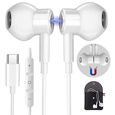 Ecouteur USB C pour Samsung Galaxy S24 S23 S22 Ultra S25 FE A56 A55 A35 A54 A16 5G HiFi Stéréo Magnétique Ecouteurs Filaire USB C avec MICR,pour Huawei mate60 Xiaomi 15 14 Pixel 9 8 7