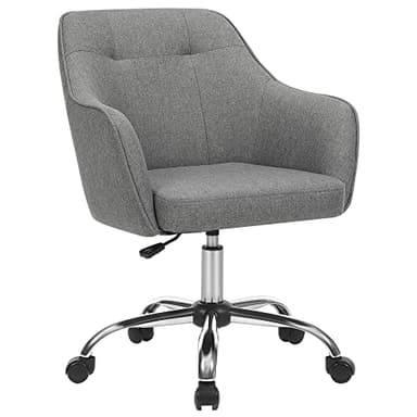 SONGMICS Fauteuil de Bureau, Chaise pivotante Confortable, Siège Ergonomique, réglable en Hauteur, Charge 120 kg, Cadre enacier, Tissu Imitation Lin, pour Bureau, Gris OBG019G01