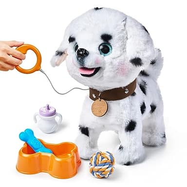 OR OR TU Chien Jouet Enfant Peluche Chien Interactifs, Jouet Chien Qui Marche et aboie en Laisse, Chien Robot Animaux Interactifs Jouet pour Enfants 3 4 5 6+ Ans Filles Garçons Cadeau