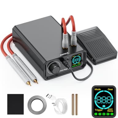 AWithZ UK1 Poste à souder sans fil 9000W avec bouton rotatif, 100 vitesses, commande à pédale, machine de soudage par points de 0,1 à 0,3mm pour la fabrication de batteries DIY