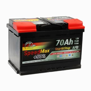 SpeedMax Batterie Voiture 70 Ah 700A 12v Start & Stop Puissance Maximale, Longue Durée, de tailles allant de L0 à L6 et également pour véhicules utilitaires et camions