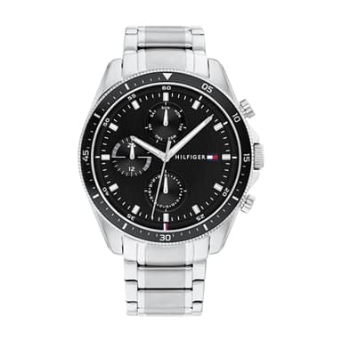 Tommy Hilfiger Montre Analogique Multifunction à Quartz pour Homme avec Bracelet en Acier Inoxydable Argenté - 1791835