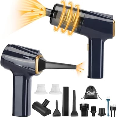 WADEO 12000PA Aspirateur à Main sans Fil, Aspirateur Voiture avec Souffleur d'air, Gonfleur, Banque d'énergie, Lumière LED pour Maison, Animaux, Voiture, 6-en-1 Aspirateur Sec et Humide